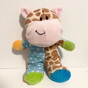 Beverly Hills Giraffe Plush Rattle Blue Polka Dot Baby Stuffed Animal Teddy Bear
